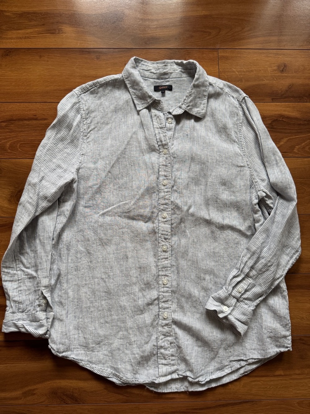 Quince Srtiped Linen Button Shirt L